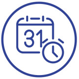 Kalendersymbol mit dem Tag 31 und einer Uhr, das Terminplanung, Termine und Fristen repräsentiert.