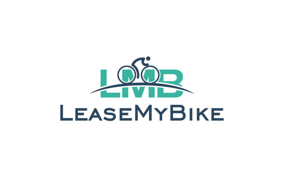 LeaseMyBike Logo: stilisierte Fahrradgrafik mit Fahrer über dem Firmennamen, die Fahrradleasing und -vermietung repräsentiert.